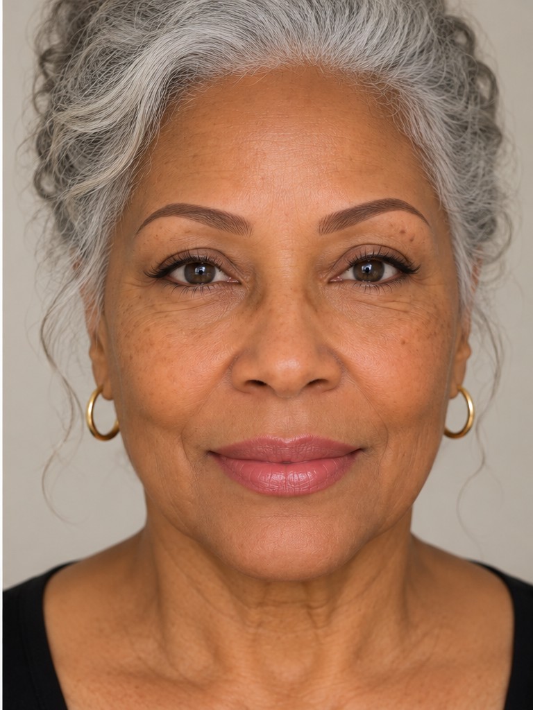 Brow and lip restoration, after