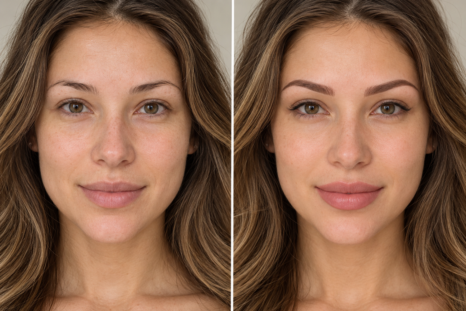 Brow transformation, before and after