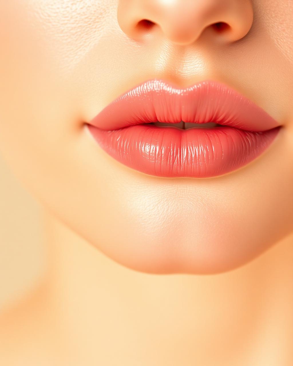 Healed lip blush close-up